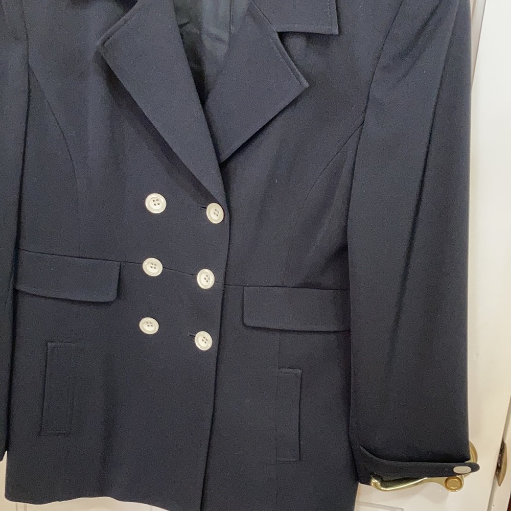 Navy Double Breasted Blazer Jacket - image 8